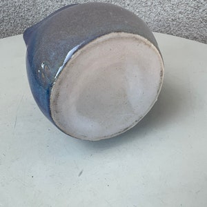 Vintage studio art pottery creamer pitcher heart shape glossy purple blue tones image 8