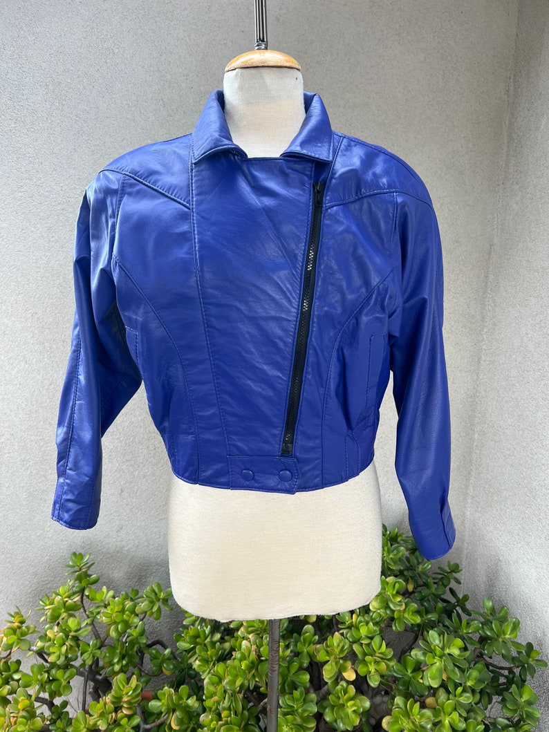 Vintage El Toro Leather Bomber teal blue jacket Size medium Pockets image 6