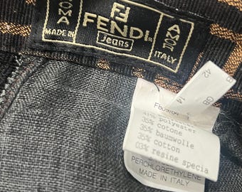 Vintage Fendi Jeans: FF Logo Zucca Print, High Waist (26