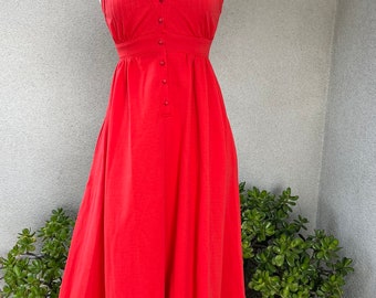 Vintage groovy orange maxi sleeveless dress size S/XS