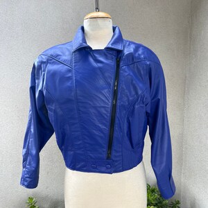 Vintage El Toro Leather Bomber teal blue jacket Size medium Pockets image 8