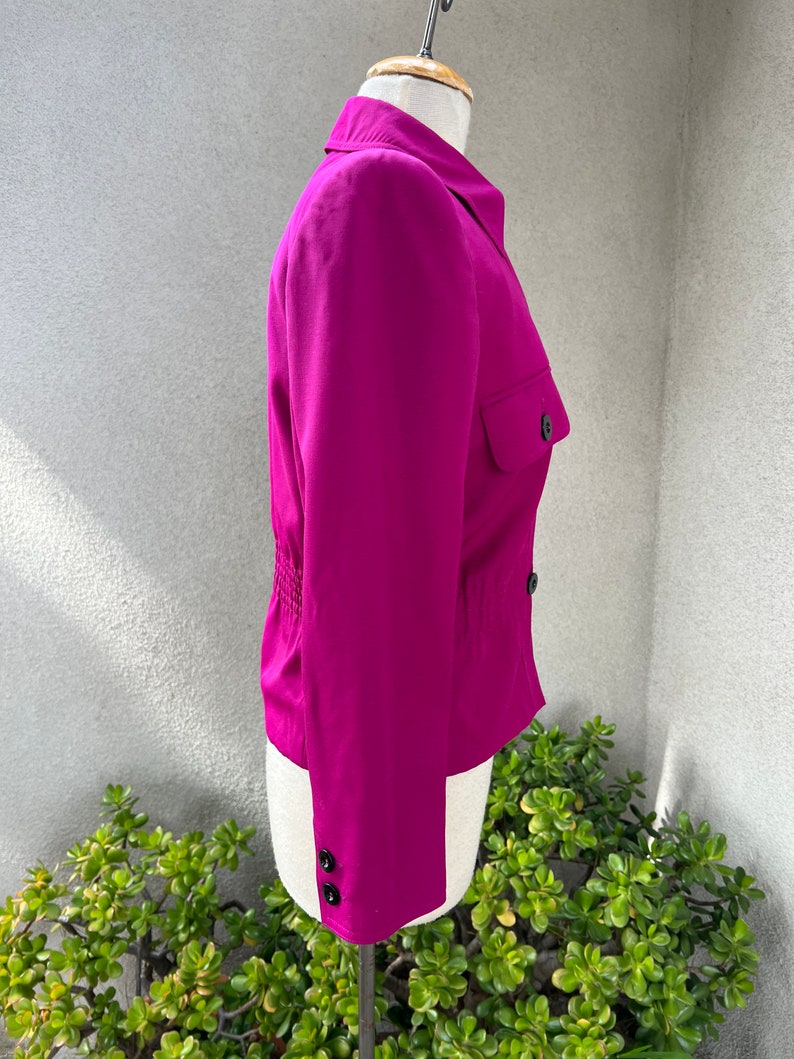 Vintage 80s fuchsia pink wool blazer jacket by Valentino Miss V Sz 38 4 image 6