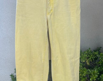 Vintage Escada yellow jeans high waist embroidered Sz 38