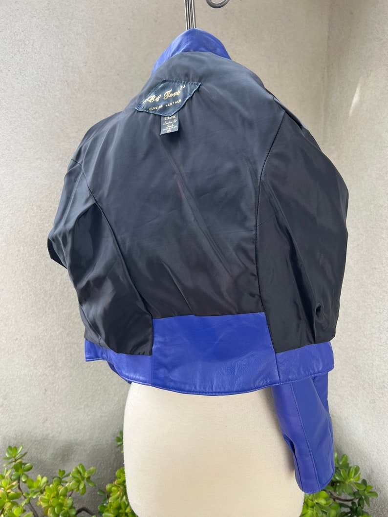 Vintage El Toro Leather Bomber teal blue jacket Size medium Pockets image 10