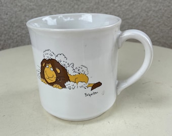 Vintage Sandra Boynton kaffemugg: Kitschig lejon- och fårhumor