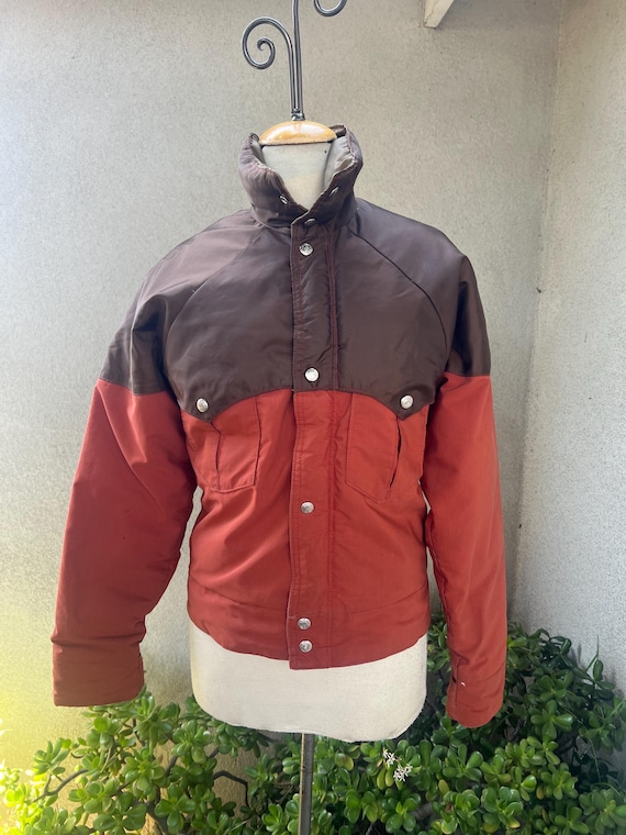 Vintage Puffy Western Jacket Rust Brown Goose Down Sz