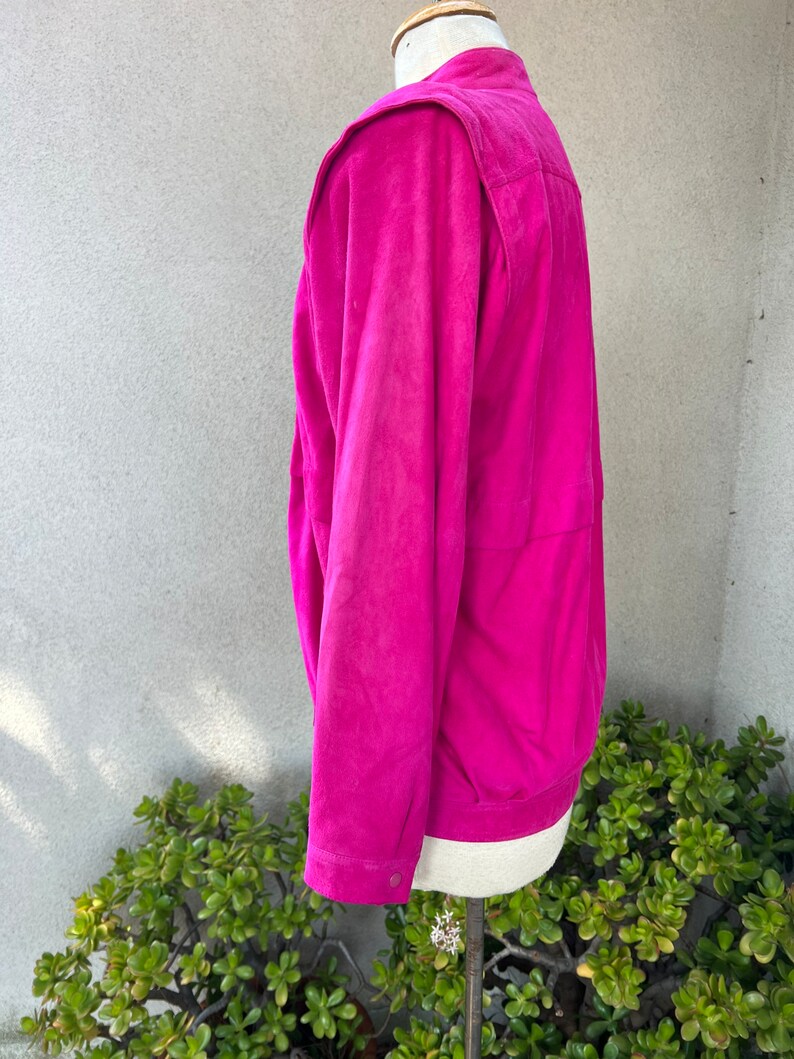 Vintage West Bay Sport Leather jacket fuchsia pink soft lambs suede Sz 6 image 4