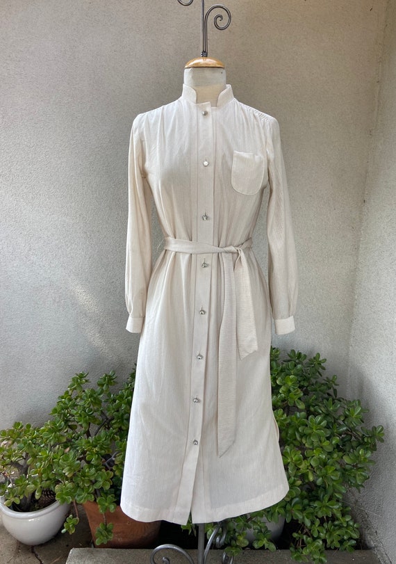 70s Sheer Ivory Shirt Dress: Vintage Rhinestone Button Polyester (S/M) -  Etsy Denmark