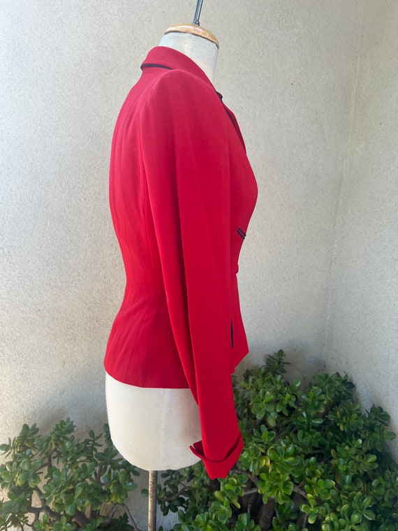 Vintage 1950s blazer jacket peplum style red wool… - image 6