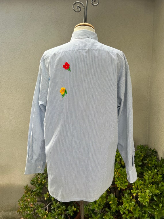 Vintage kitsch shirt blouse embroidered birds Sz … - image 2