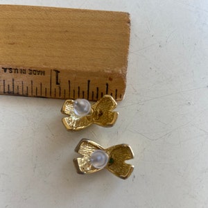 Vintage elegant Gold tone clear rhinestones X style earrings pierced 3/4 x 1/4 image 7