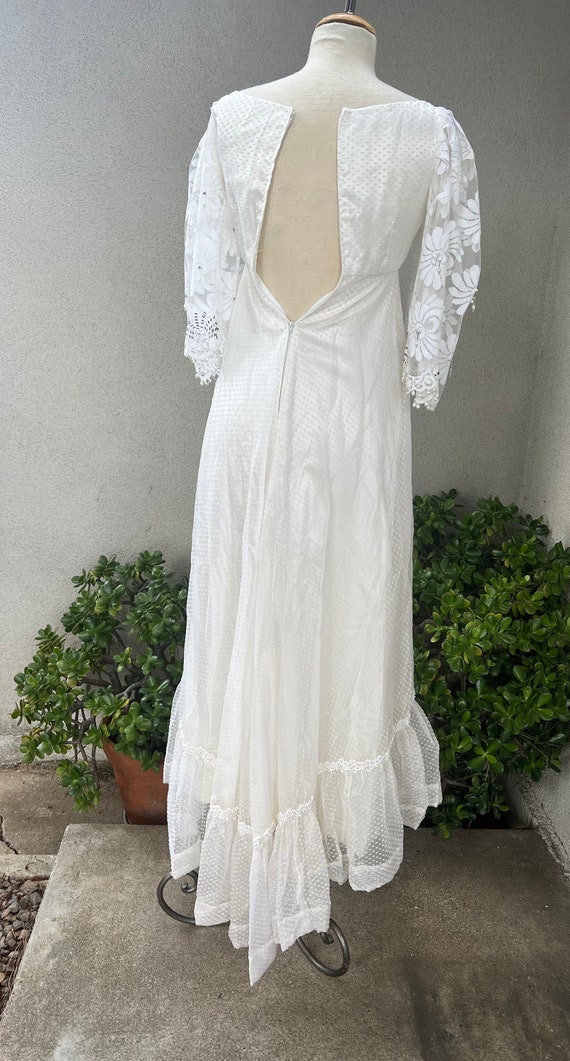 Vintage white Maxi boho chiffon dress beaded with… - image 6