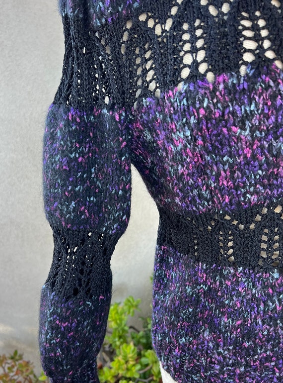 Vintage black purples  handmade crochet knit card… - image 7