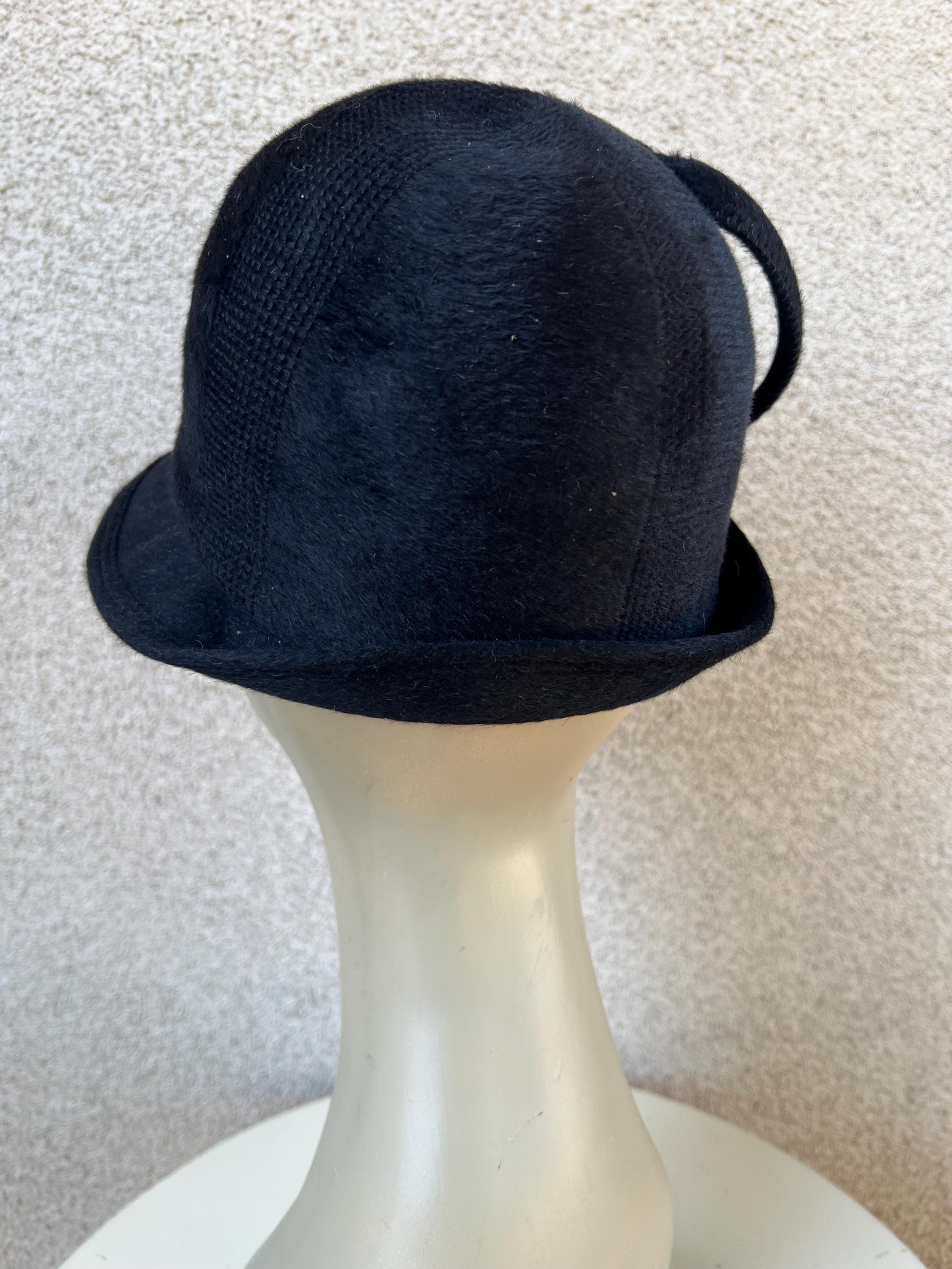 Vintage Adolfo Realites Paris Black Wool Bucket Hat With  display picture 3