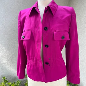 Vintage 80s fuchsia pink wool blazer jacket by Valentino Miss V Sz 38 4 image 7