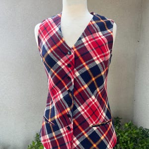 Chaleco vintage mod a cuadros totalmente forrado talla XS/S de Bobbie Brooks.