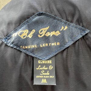 Vintage El Toro Leather Bomber teal blue jacket Size medium Pockets image 9