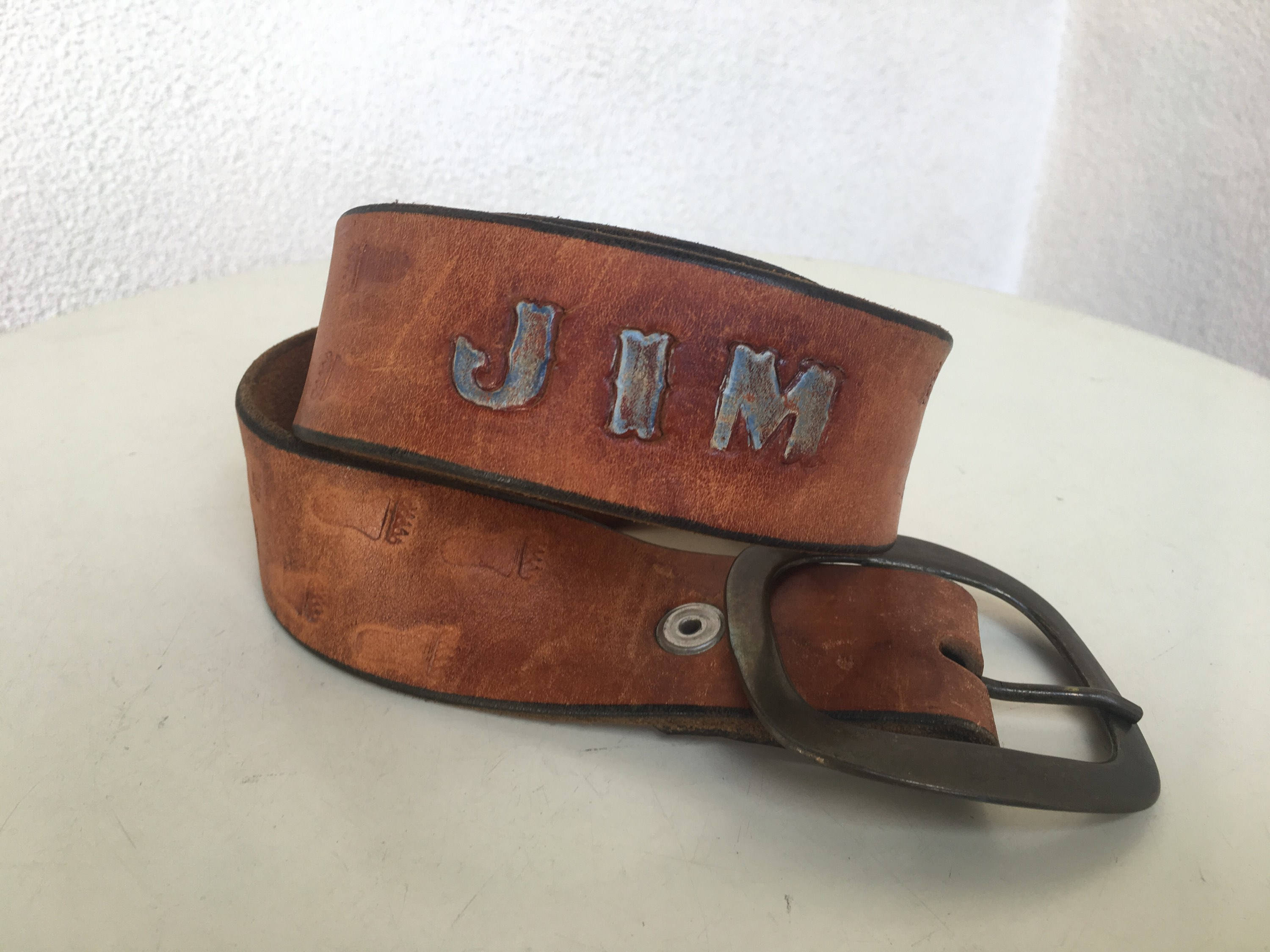 Vintage Hipster Tan Leather Belt for JIM Plus Bear Paw Vintage Hipster Tan Leather Belt for JIM Plus Bear Paw
