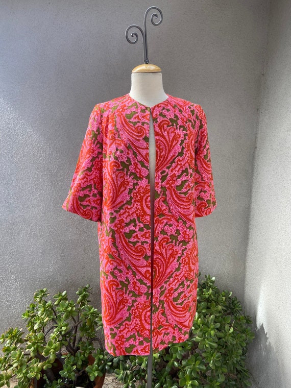 Vintage 1960s cotton linen mod pinks orange green