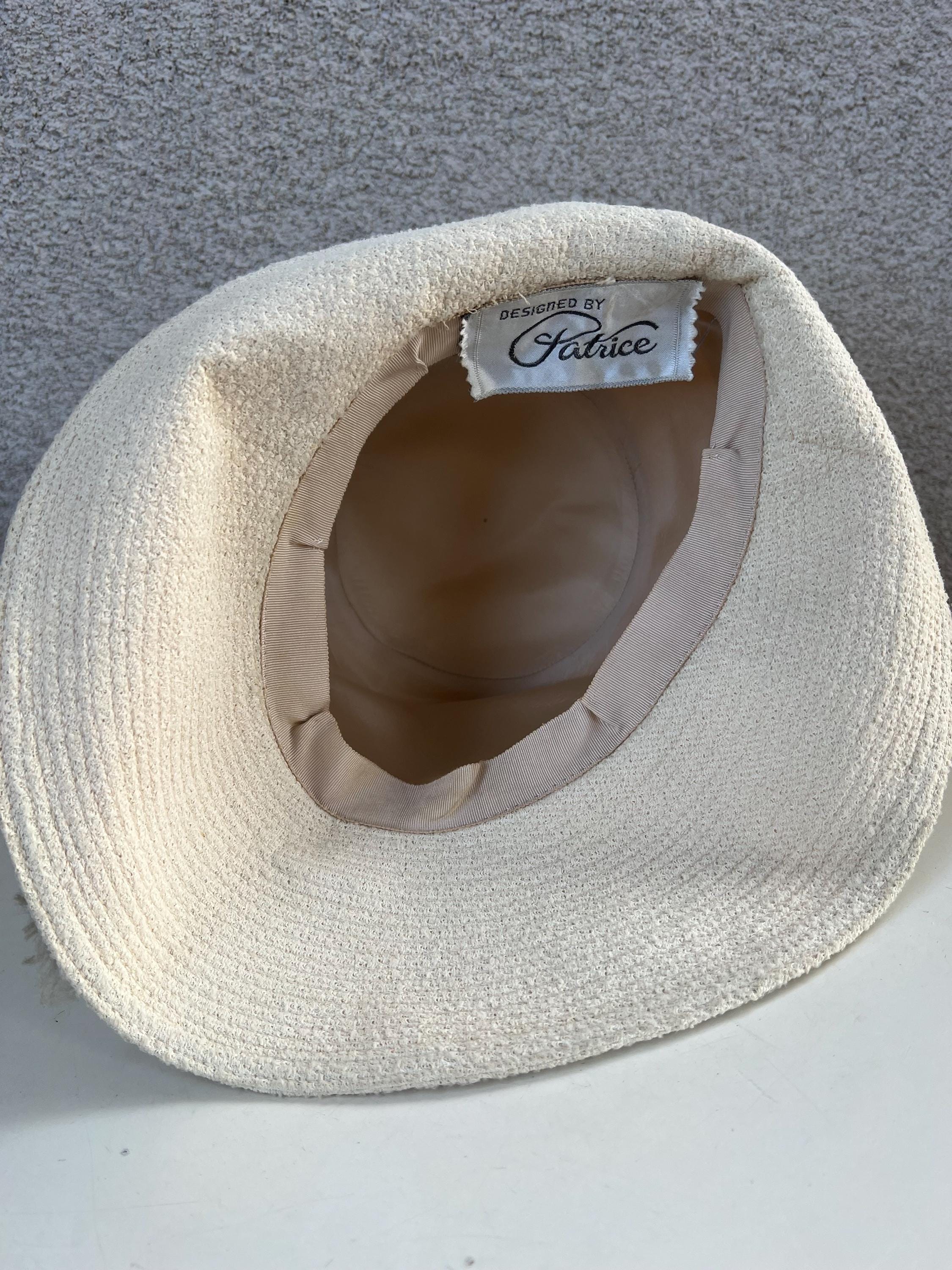 Vintage Bucket Fabric Sun Hat Beige With Grosgrain Ribbon  display picture 3