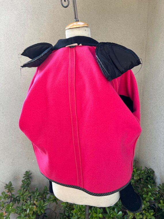 Vintage 80s New Wave Jacket Pink Black Wool With Pockets Sz M by