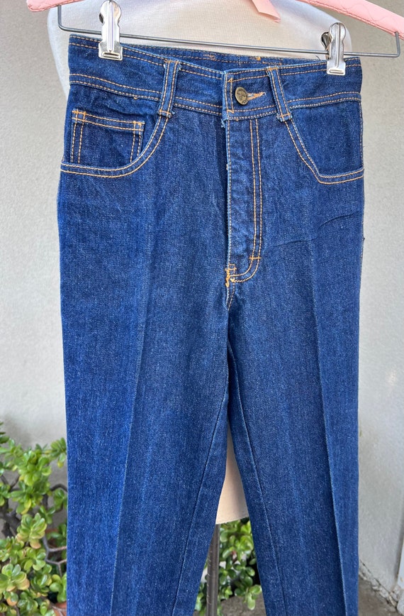 Vintage 70s Jordache blue jeans high waist size 2… - image 4