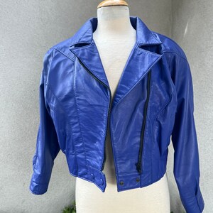 Vintage El Toro Leather Bomber teal blue jacket Size medium Pockets image 5