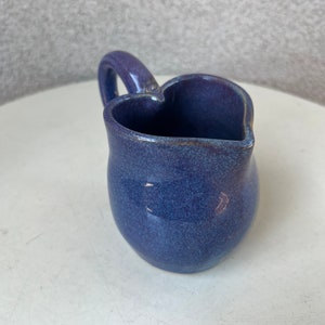 Vintage studio art pottery creamer pitcher heart shape glossy purple blue tones image 1