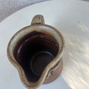 Vintage Studio Art Pottery Stoneware Creamer Small Pitcher Brown Glaze size 3.5 image 6