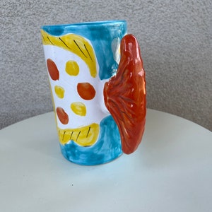 Vintage contemporary Kissing Fish pottery pitcher by Macys NWT image 4