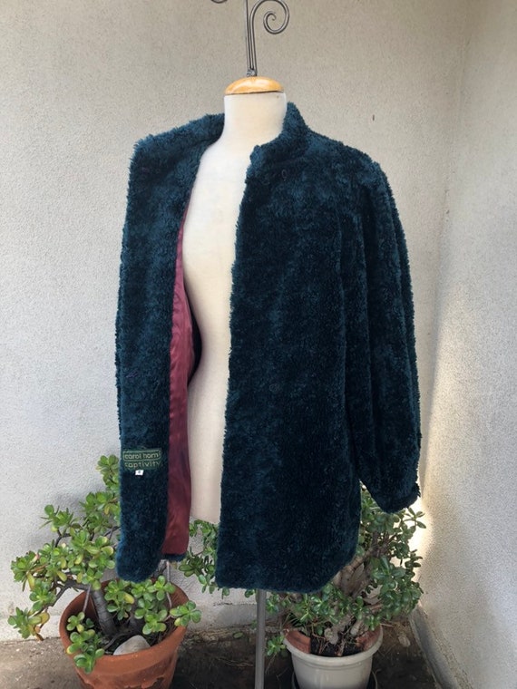 SALE Vintage faux fur curly knobby short jacket l… - image 4