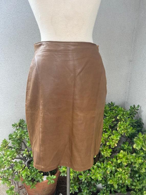 SALE Vintage short brown soft leather skirt Sz M L
