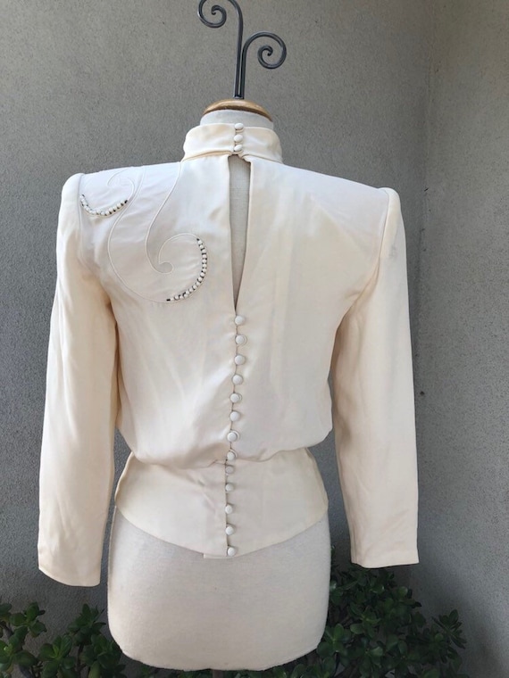 Sale vtg evening cream top blouse  silk beaded pa… - image 2