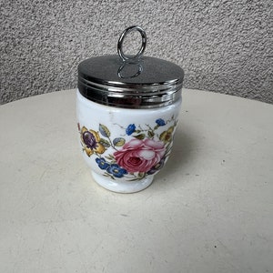Vintage Royal Worcester Porcelain Egg Coddler Cup pink rose floral
