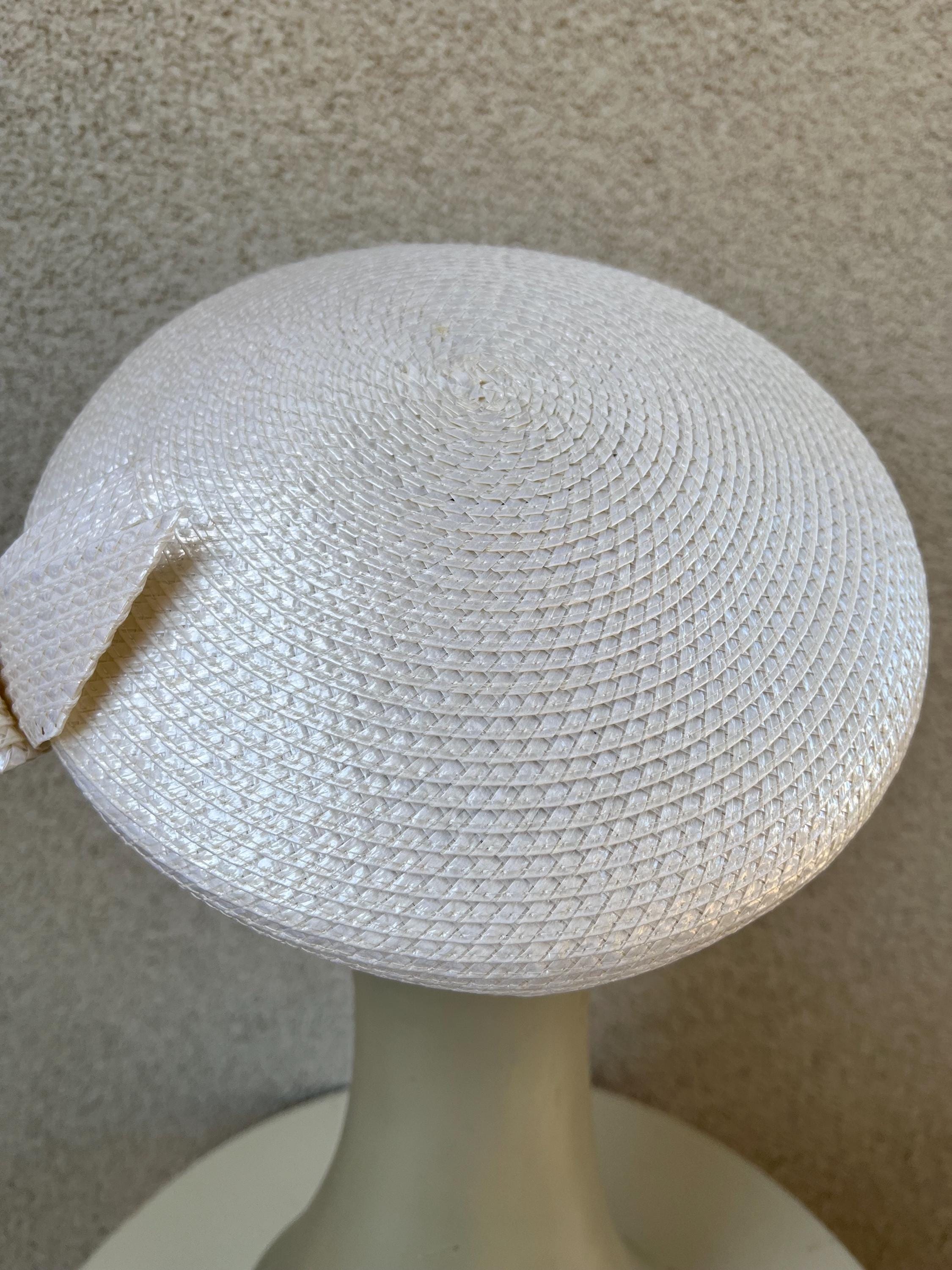 Vintage Jack McConnell Boutique woven glossy ivory straw hat 