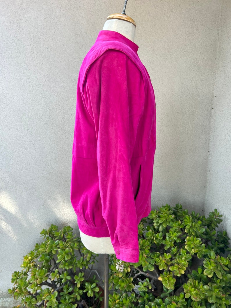 Vintage West Bay Sport Leather jacket fuchsia pink soft lambs suede Sz 6 image 5