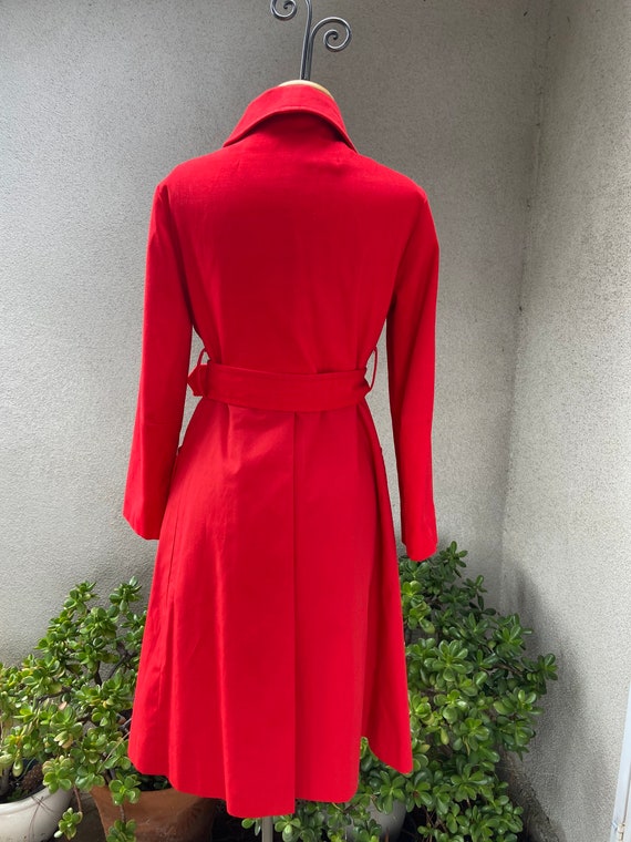Vintage I. Magnin Red Mod Coat: Belted Pockets, S… - image 2