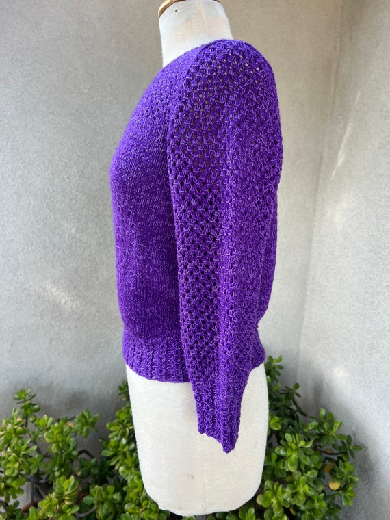 Vintage rich purple white toneshandmade crochet k… - image 4