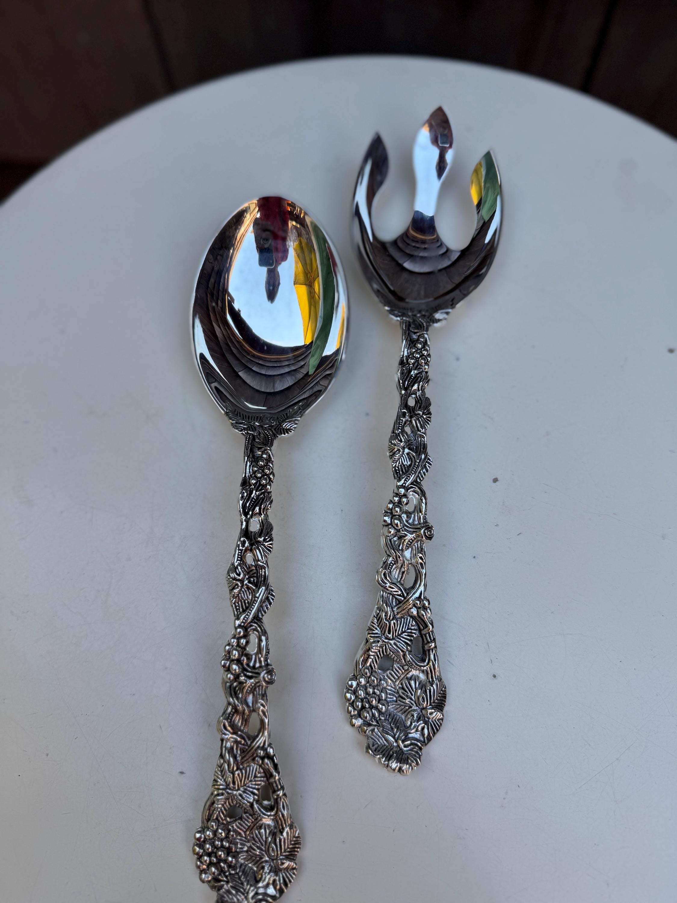 Vintage Godinger Serving Spoon and Fork - Etsy