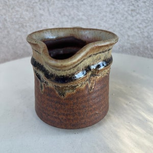 Vintage Studio Art Pottery Stoneware Creamer Small Pitcher Brown Glaze size 3.5 image 5