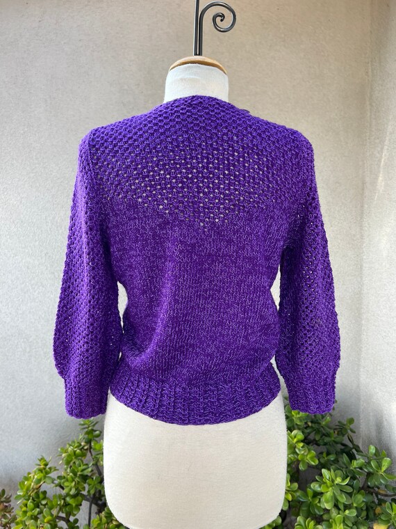 Vintage rich purple white toneshandmade crochet k… - image 2