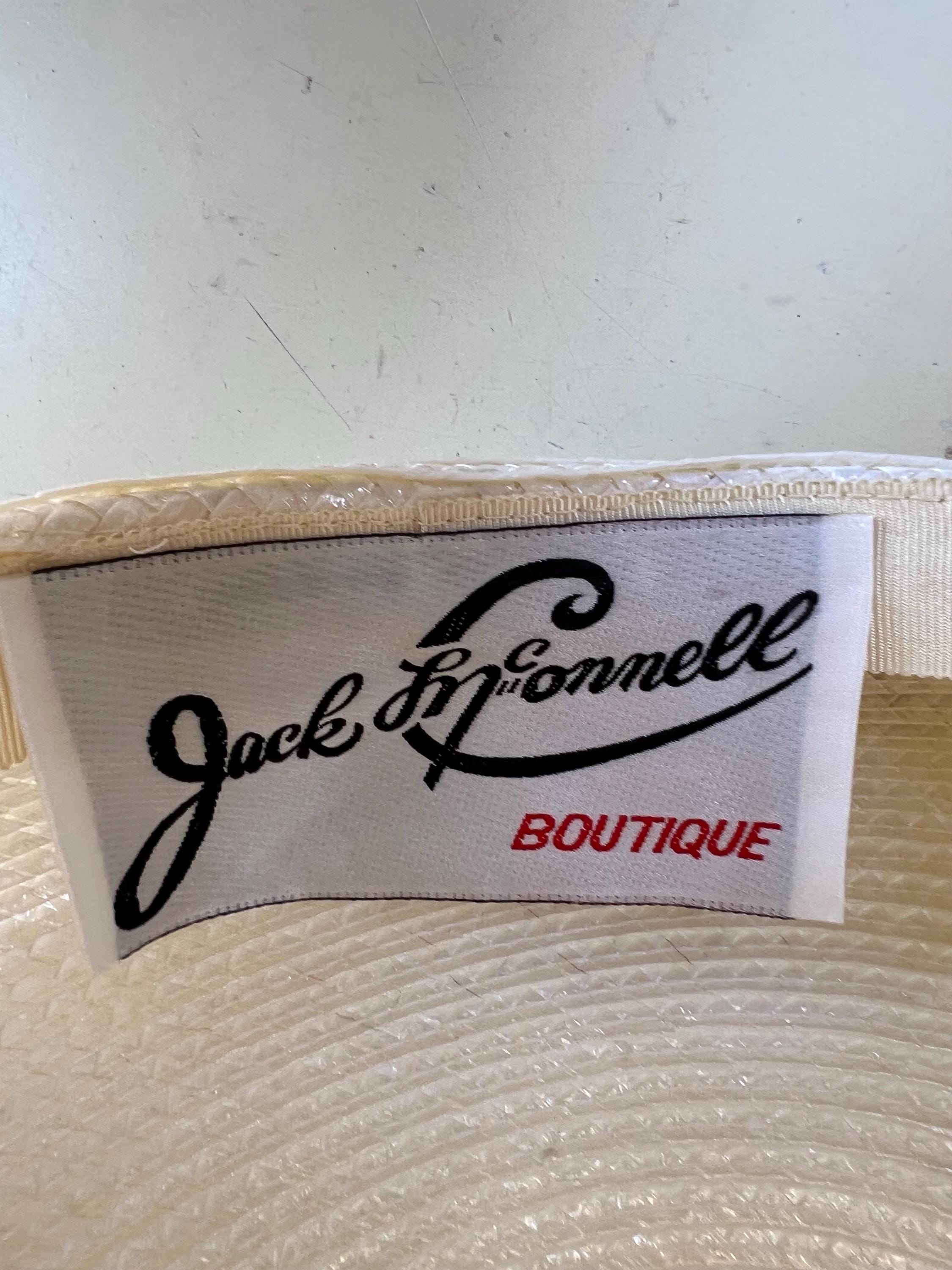 Vintage Jack Mcconnell Boutique Woven Glossy Ivory Straw Hat 
