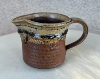 Vintage Studio Art Pottery Stoneware Creamer Small Pitcher Brown Glaze size 3.5”
