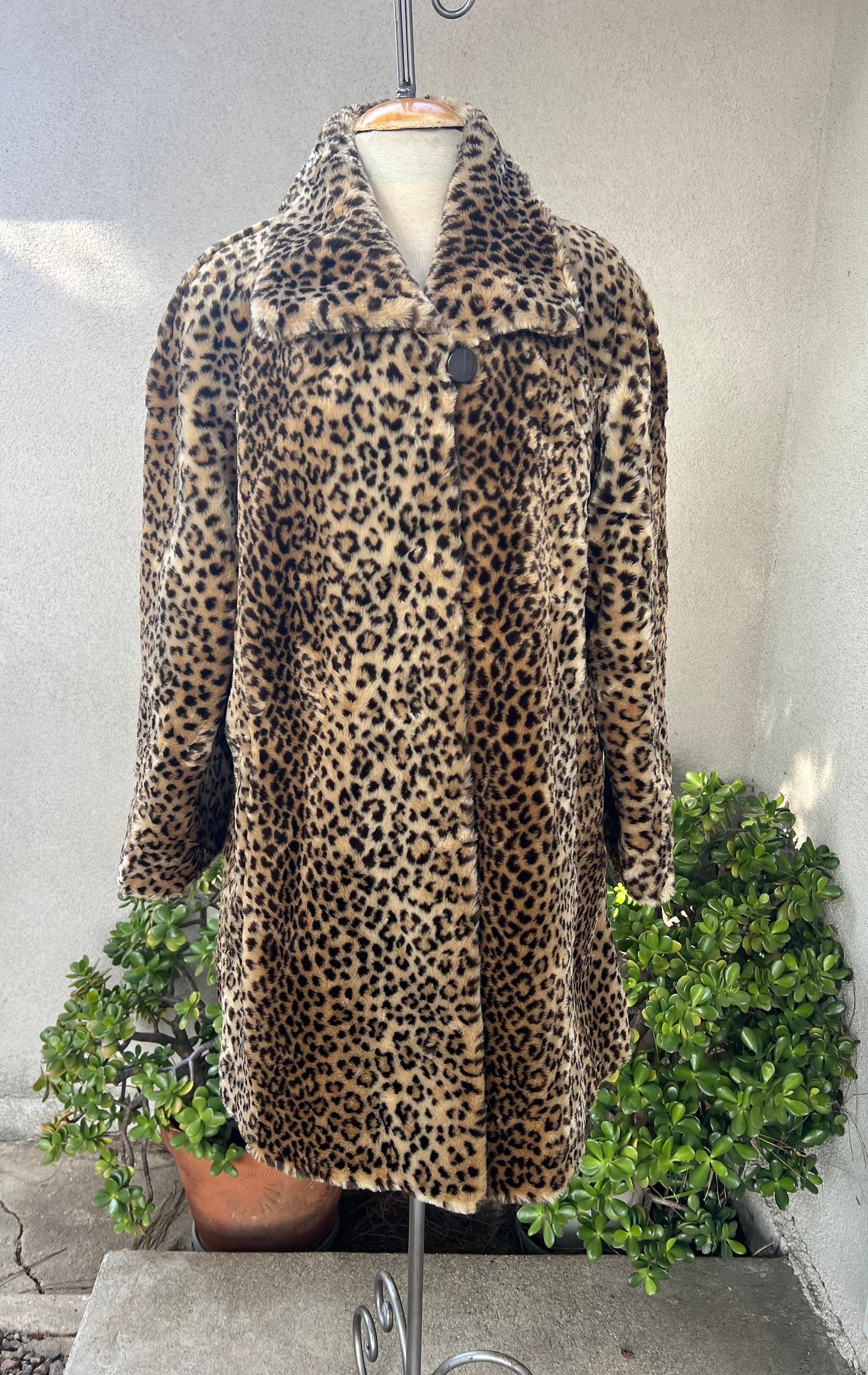 Leopard Print Faux Fur Coat, Animal Print Full Length Fake Fur Coat for  Women, Fluffy Boho Fur Coat, Vegan Fur, Belted Beige Faux Fur Coat 