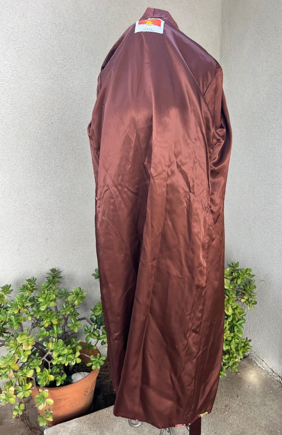 SALE Vintage Mens satin brown brocade wrap robe p… - image 9