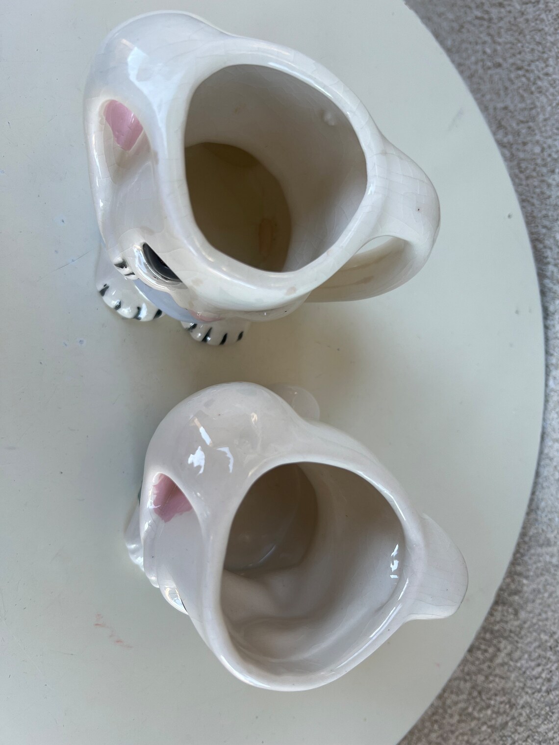 Vintage Set 2 Ceramic Mugs Rabbit Theme 3D Hand Painted - Etsy