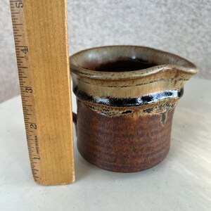 Vintage Studio Art Pottery Stoneware Creamer Small Pitcher Brown Glaze size 3.5 image 8