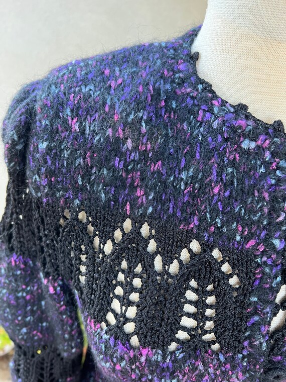 Vintage black purples  handmade crochet knit card… - image 4