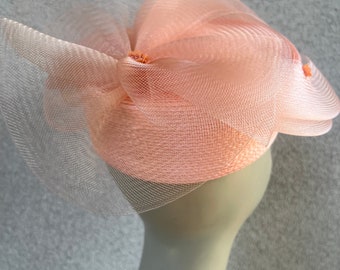 Vintage Peach Pillow Hat Netting Floral Sz 21.5” 6 7/8 Faux  display picture 3