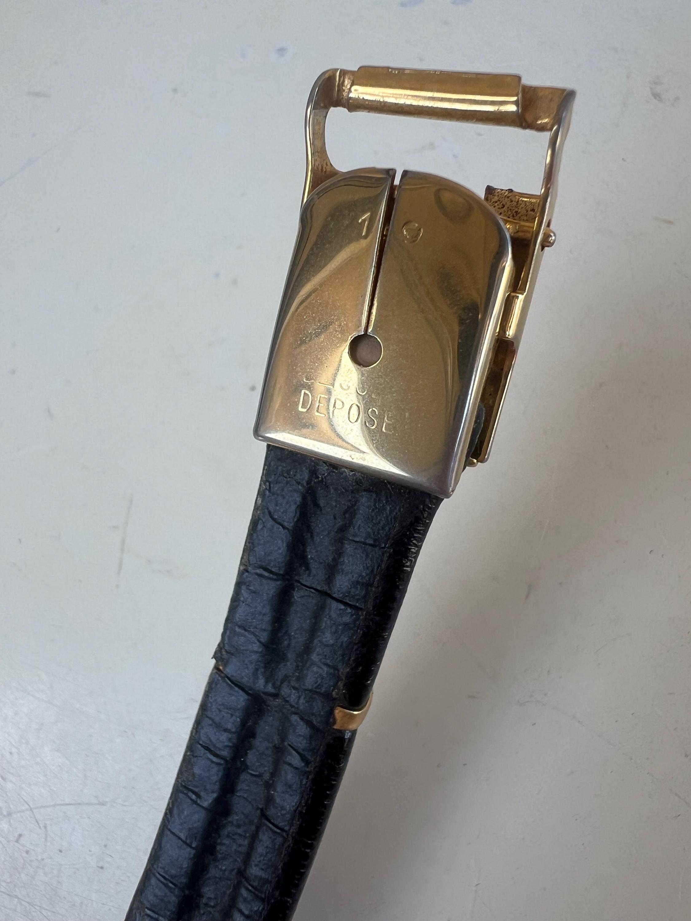Vintage 80s waist skinny belt black round leather gold tone accents fits 29” Vintage 80s Black Leather Skinny Belt: Gold Tone Accents  main image 2